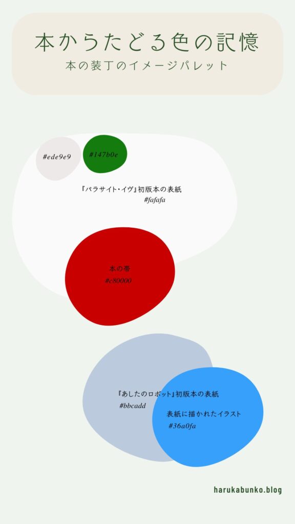 瀬名秀明さんの小説の表紙の印象から着想したカラーパレット。